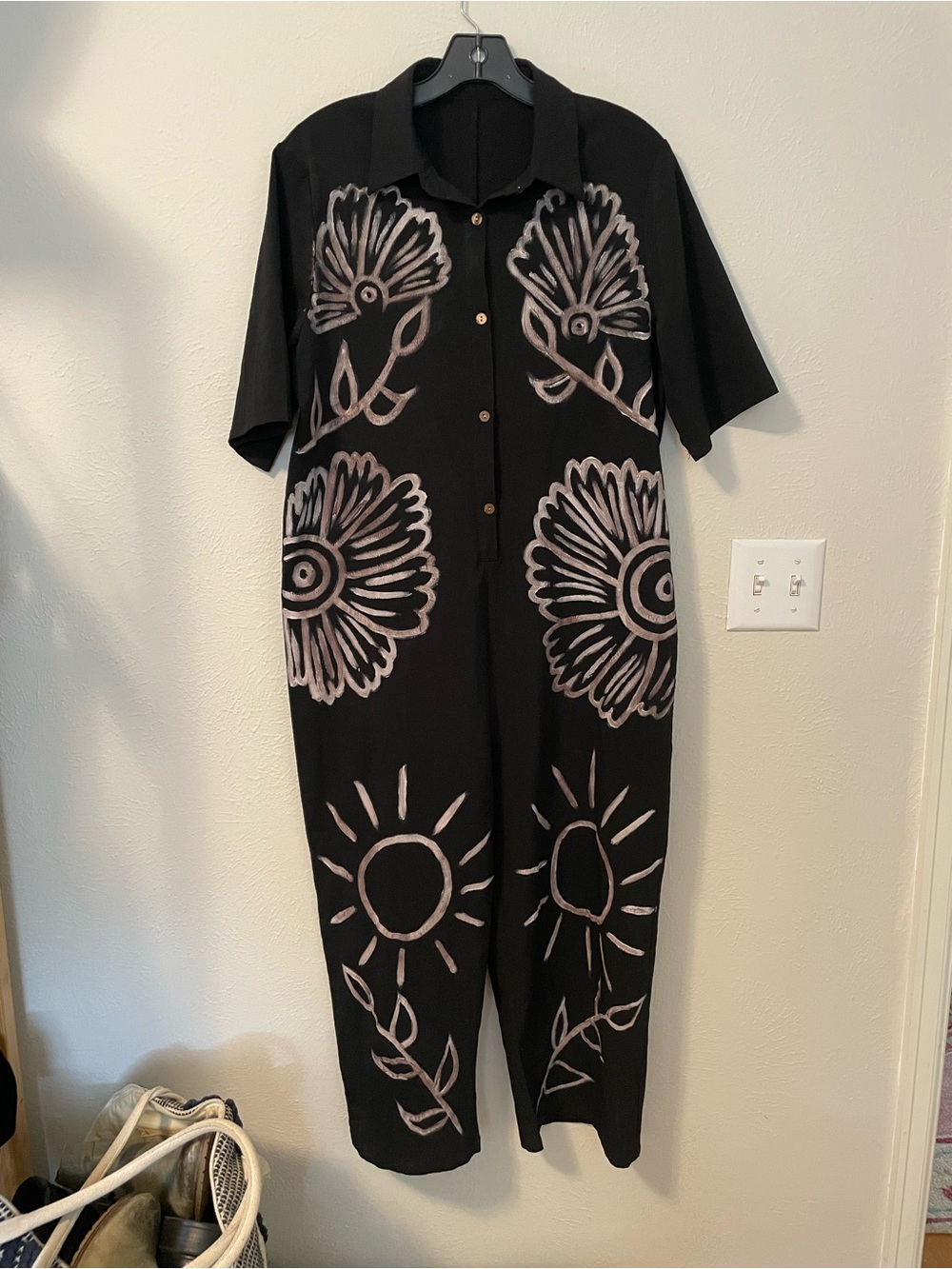 Painted Floral Jumpsuit Size M